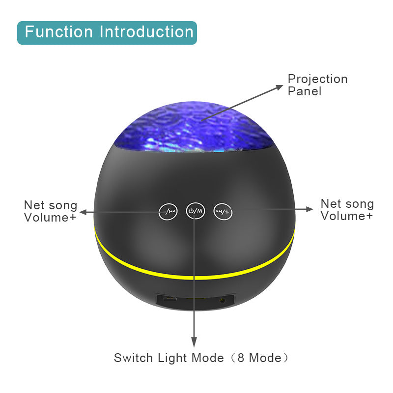 OceanWave™ - Proyector de Luz LED con Efecto de Olas y Altavoz Bluetooth