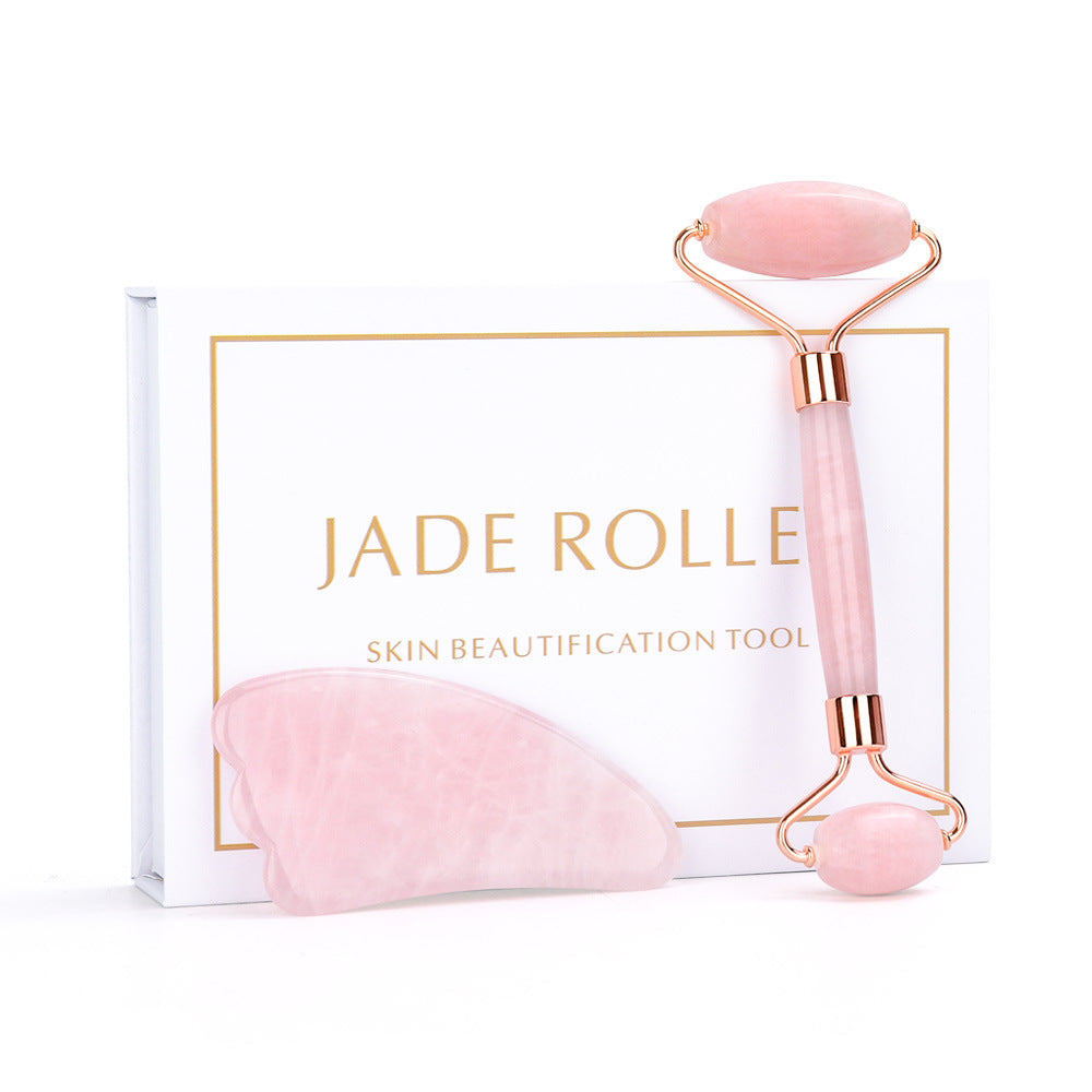 JadeGlow™ - Set de Rodillo Facial y Gua Sha de Jade Natural